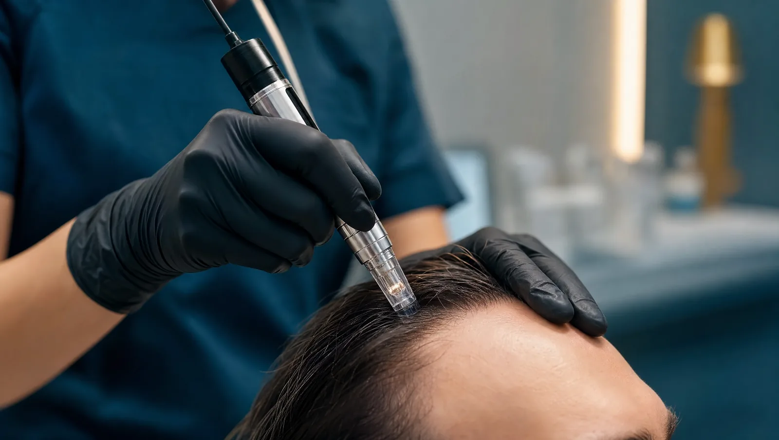 Microneedling pe scalp cu PRP pentru căderea părului